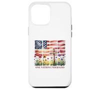 One Nation Under God - Cruz con bandera estadounidense y flor silvestre Carcasa para iPhone 12 Pro Max