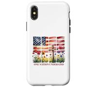 One Nation Under God - Cruz con bandera estadounidense y flor silvestre Carcasa para iPhone X/XS
