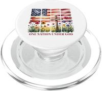 One Nation Under God - Cruz con bandera estadounidense y flor silvestre PopSockets PopGrip para MagSafe