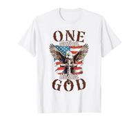 One Nation Under God Eagle Cross and American Flag Hombres Mujeres Camiseta