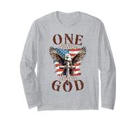One Nation Under God Eagle Cross and American Flag Hombres Mujeres Manga Larga