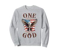 One Nation Under God Eagle Cross and American Flag Hombres Mujeres Sudadera