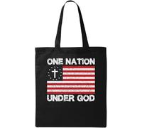 One Nation Under God Estados Unidos bandera nación cristiana bolsa de algodón orgánico natural negro, negro, talla única, negro, y talla única, Negro 1, En storlek