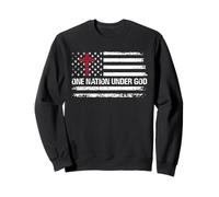 One Nation Under God Patriotic Christian Cross Bandera Americana Sudadera