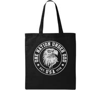 One Nation Under God USA 1776 - Bolsa de algodón ecológico natural, color negro, Black, Talla única