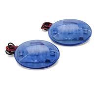 one Par de intermitentes adhesivos ovalados para moto o scooter, cristal azul, LED 60 x 37 mm, 12 V