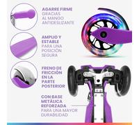 ONE Patinete para niños 3-6 años Ruedas led Hasta 50 kg Plegable Altura regulable Fun pro