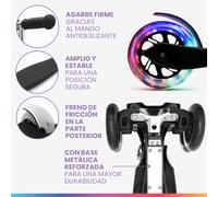 Fun Pro One Patinete Niño y Niña con 3 Ruedas con Luces LED Arcoiris, para Niños Entre 3 y 6 Años, Patinetes Drección por Gravedad, Manillar Altura Ajustable, Scooter Plegable para Niñas y Niños