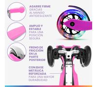 Fun Pro One Patinete Niño y Niña con 3 Ruedas con Luces LED Arcoiris, para Niños Entre 3 y 6 Años, Patinetes Drección por Gravedad, Manillar Altura Ajustable, Scooter Plegable para Niñas y Niños