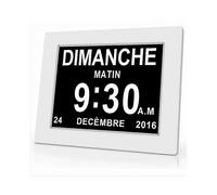 One Piece 7 Inch Digital Calendar Clock with Date and Time, Alzheimer's Clock for Parents, Medication Reminder for Grandparents and Kids - White - 204