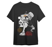One Piece Camiseta Hombre | Artículo Licenciado Oficial | Monkey D. Luffy, Zoro, Sanji, Nami & Usopp Character | Unisex | Negro | S, M, L, XL, XXL