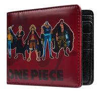 One Piece Cartera Niño Juvenil y Hombre, Billetera con Compartimentos para Tarjetas, Monedero con Cremallera, Regalos de Anime (Borgoña)