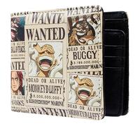 One Piece Cartera Niño Juvenil y Hombre, Billetera con Compartimentos para Tarjetas, Monedero con Cremallera, Regalos de Anime (Beige)