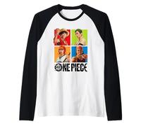 One Piece Character Squares Map Camiseta Manga Raglan