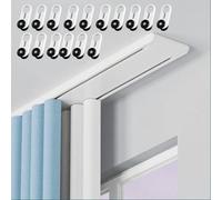 One-piece curtain double track Ceiling Curtain Track Set Heavy Duty Track Rails Aluminum Room Divider for Living Room Bedroom Drop(White,50cm/1.6ft)