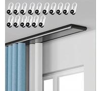 One-piece curtain double track Ceiling Curtain Track Set Heavy Duty Track Rails Aluminum Room Divider for Living Room Bedroom Drop(Black,280cm/9.2ft)