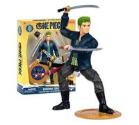 One Piece Figura de acción de Zoro 15,24 cm con 5 Accesorios; Incluye Espadas Intercambiables, una Funda para Espadas, un Rostro Intercambiable y una Base de exposición con Forma de Berry