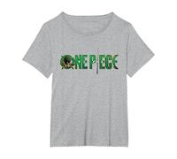 One Piece Gráfica Calavera Zoro Anime Camiseta, Mujer Tallas Grandes, Gris Jaspeado, 3XL Grande