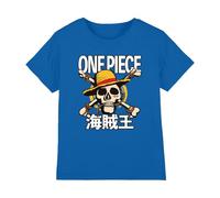 One Piece Jolly Roger Camiseta Infantil, Azul Real, 9-11 A