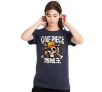 One Piece Jolly Roger Ladies T Shirt, Deep Navy Camiseta, Azul Marino Profundo, M para Mujer