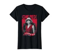 One Piece Luffy Etched Portrait Camiseta, Mujer, Negro, XXL