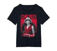 One Piece Luffy Etched Portrait Camiseta, Mujer Tallas Grandes, Negro, 4XL Grande