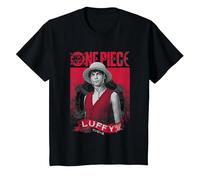 One Piece Luffy Etched Portrait Camiseta, Niños, Negro, 3 años