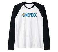 One Piece Luffy Jolly Roger Blue Logo Camiseta Manga Raglan