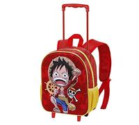 One Piece Luffy-Mochila 3D con Ruedas Pequeña, Rojo, 26 x 34 cm, Capacidad 12.5 L