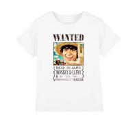 One Piece Luffy Wanted Poster Camiseta Infantil, Blanco, 9-11 A