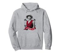 One Piece Monkey D Luffy Live Action Sombrero de Paja Pirata Sudadera con Capucha, Unisex para Adultos, Gris Jaspeado, XL