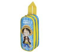 One Piece Monkey-Estuche Portatodo Doble, Azul, 22 x 9,5 cm