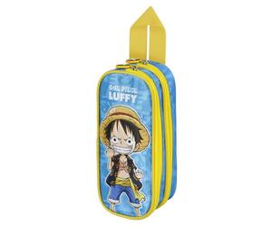 One Piece Monkey-Estuche Portatodo Doble, Azul, 22 x 9,5 cm