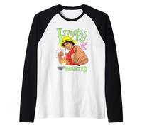 One Piece Neon Luffy Most Wanted Camiseta Manga Raglan