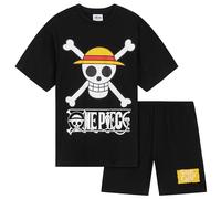 One Piece Pijama Niño Verano, 7-14 Años, Conjunto de Pijama Corto, Ropa de Dormir Suave, Regalos de Anime para Niños (Negro, 9-10 Años)
