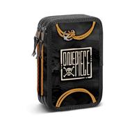 One Piece Ropes-Estuche Plumier Completo Triple, Negro, 7 x 15,5 cm