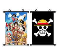 One Piece Scroll Póster Anime One Piece Carteles de Lienzo para Decoración del Hogar 2pcs