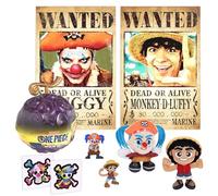 One Piece Set One Piece Gum Gum Fruit 8 piezas, minifiguras, pegatinas y peluches