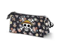 One Piece Skull-Estuche Portatodo Triple, Multicolor, 23 x 11 cm