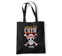 One Piece Straw Hat Crew Logo Bolsa Tote Reutilizable para Compras y Viaje, Negro
