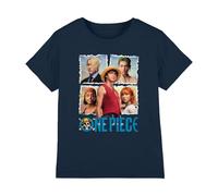 One Piece Straw Hat Group Camiseta Infantil, Marino, 5-6 A