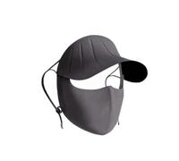 One-Piece Sun-Protective Face Mask with Integrated Brim, Black Rubber Brim Full Face UV Protection Mask, Mask and Hat In One For Summer Cycling Commuting Outdoor Activities, Breathable(Dark Gray)