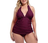 One Piece Swimsuits Bikini Esconde Barriga 2026 New Border Bikini Split Traje de Baño de Europa Y América Cuello Sólido para Mujer Colgando Traje Baño Sexy Bañador Mujer Push Up (Purple M)
