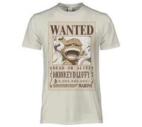 One Piece T Shirt Luffy Wanted Poster. Camiseta Oficial Unisex Camiseta Regular de Algodón Adulto Niño, beige, S