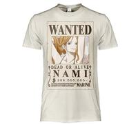 One Piece T Shirt Nami Wanted Poster. Camiseta Oficial Unisex Camiseta Regular de Algodón Adulto Niño, beige, S