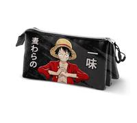 One Piece Unique-Estuche Portatodo Triple, Negro 23 x 11 cm