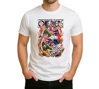 One Piece Wanted Luffy - Camiseta para hombre con sombrero de paja y mono D. Luffy Gear 5 Style XX, Blanco, M