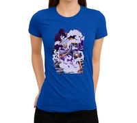 One Piece Wanted Luffy Sombrero de paja | Monkey D. Luffy Gear 5 Style III, camiseta para mujer, azul, XXL