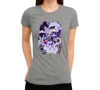 One Piece Wanted Luffy Sombrero de paja | Monkey D. Luffy Gear 5 Style III, camiseta para mujer, gris, XL