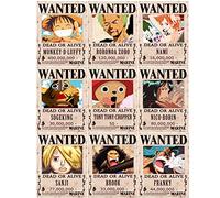 通用 One Piece Wanted Posters, 42 cm × 29 cm, pegatinas de pared de anime (sombrero de paja piratas-antiguo)